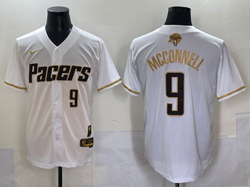 Men 2025 Indiana Pacers #9 Mcconnell White Joint Name NBA Jersey style 1